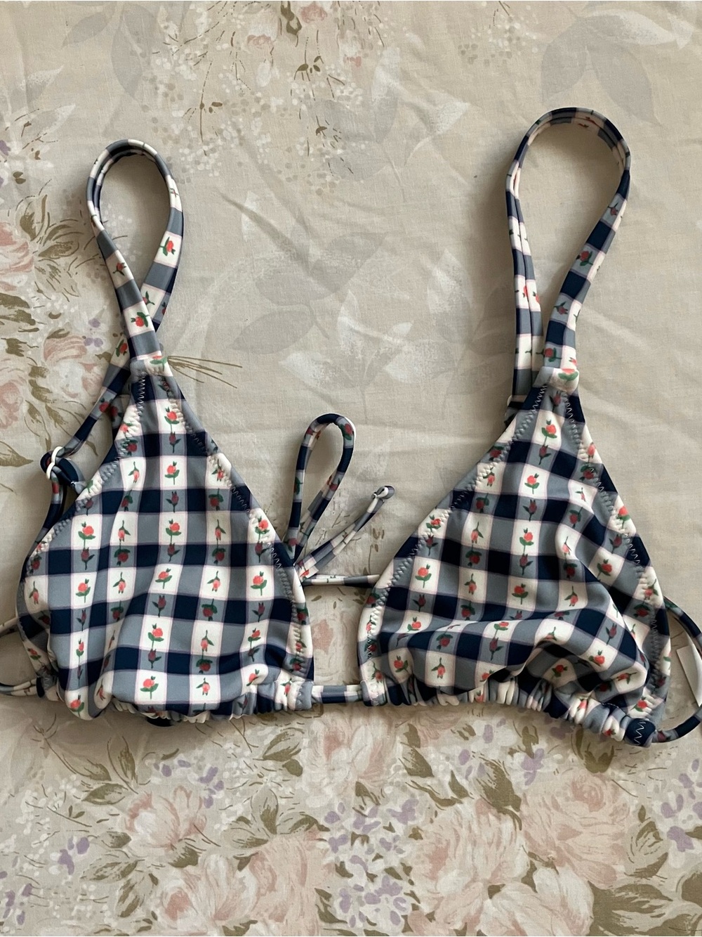 Pacsun Gingham Plaid Floral Bikini Top